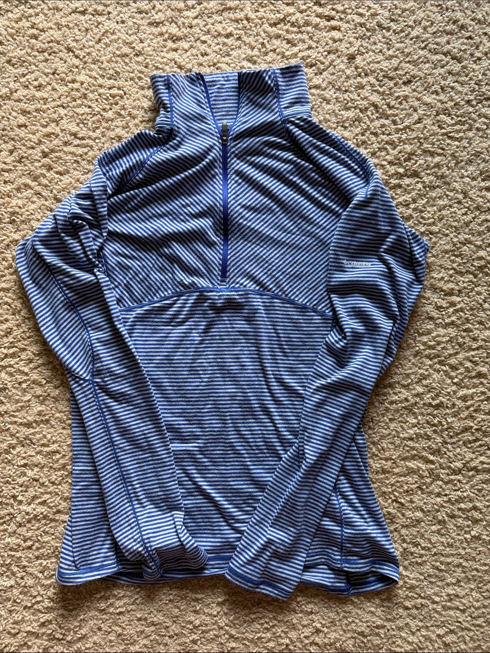 Columbia Women's Blue & White Striped Half-Zip Pullover